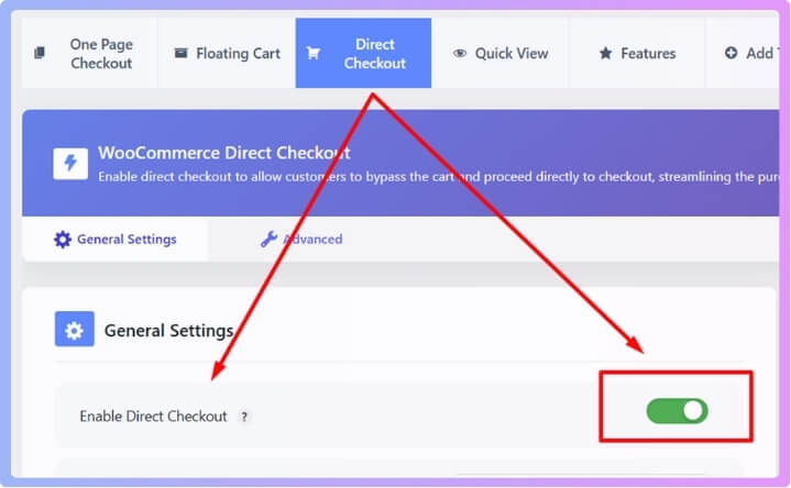 To enable quick checkout for your entire WooCommerce store, toggle this option.