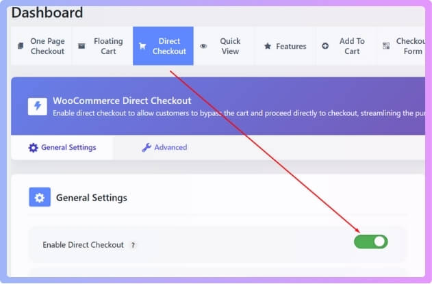 Toggle this option to enable quick checkout across your entire WooCommerce store.