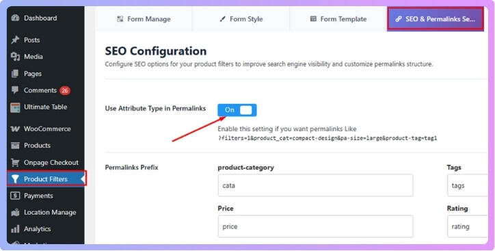 Turn on Use Attribute Type in Permalinks to create cleaner, structured URLs.