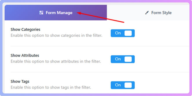 Turn on the filters you want to show on your store