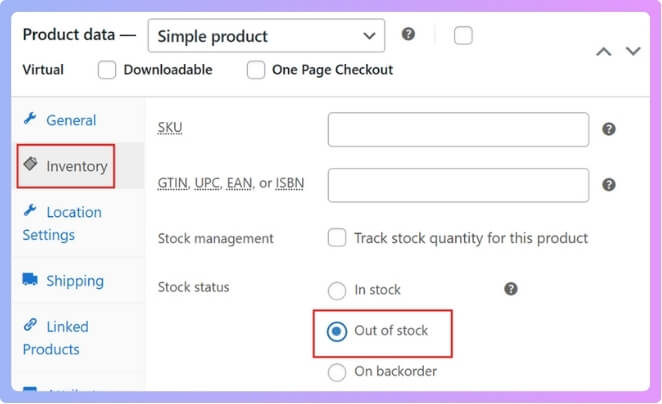 Update Inventory Settings