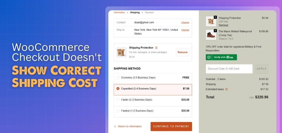 WooCommerce Checkout Doesn't Show Correct Shipping Cost