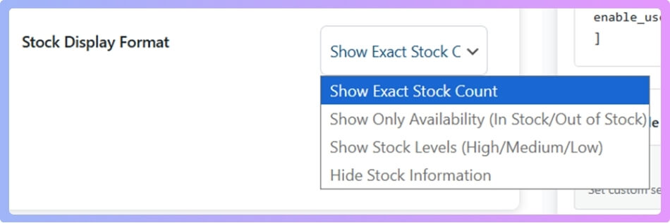 Adjust Stock Information Display