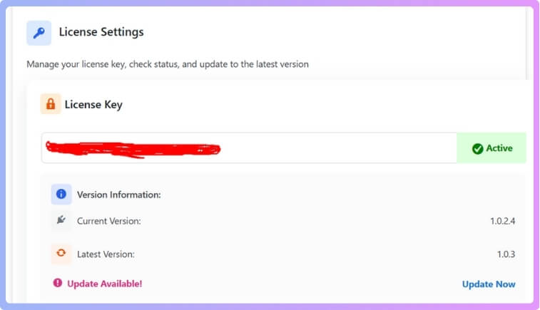 After activation, enter your license key in the plugin settings