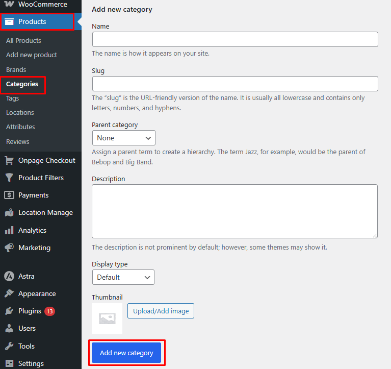 Create The Product Category