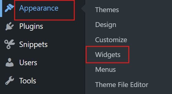 Go to Appearance Widgets