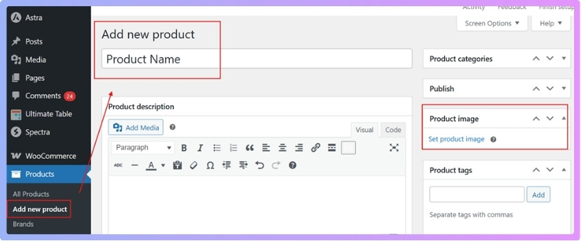 Go to Products and click Add New Product