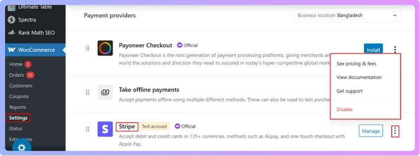 Go to WooCommerce Settings Payments and check if the gateway is enabled