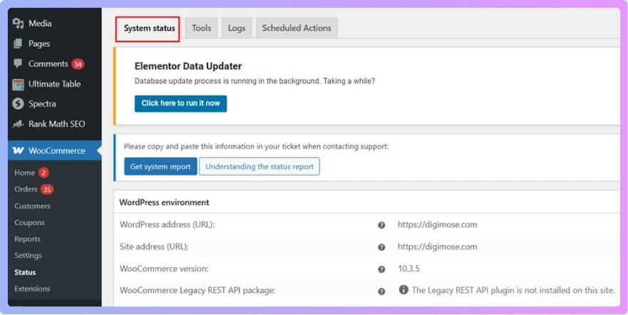 Go to WooCommerce Status and check for red alerts or warnings