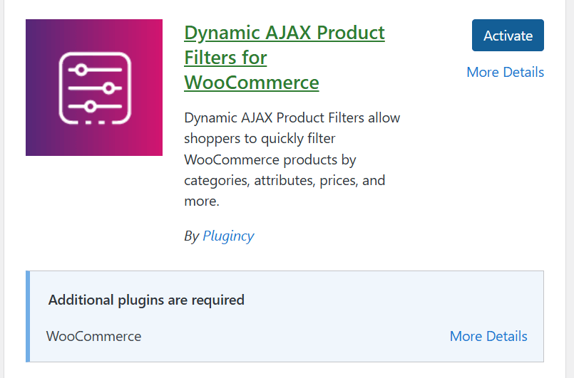Install the Dynamic Ajax Product Filters Plugin
