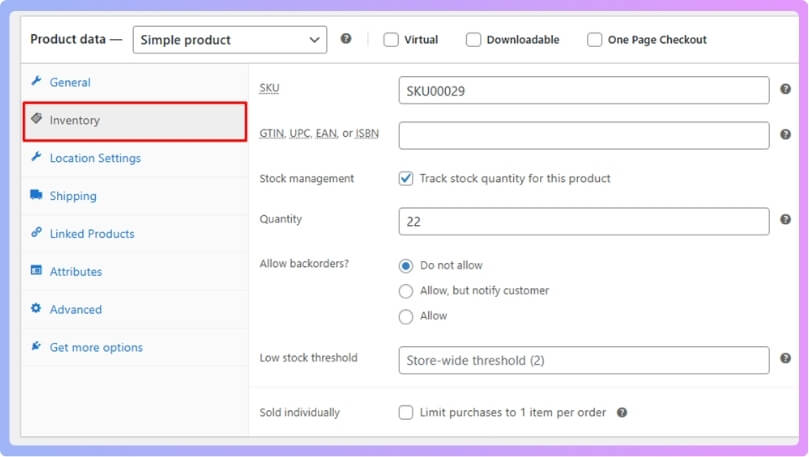 Manage stocks of woocommerce product