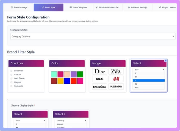 Select your preferred style for category display.
