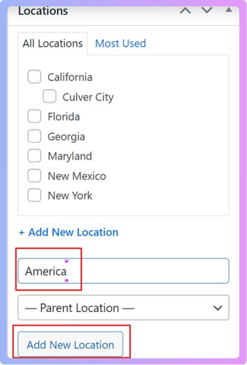 click Add New Location to save it