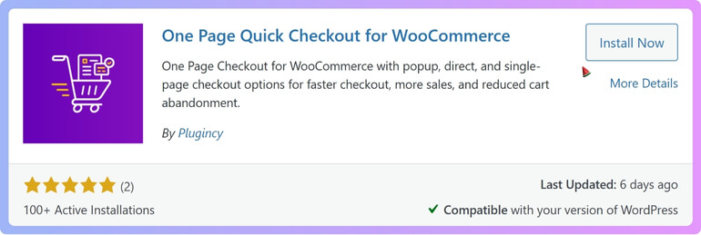 install and activate One Page Quick Checkout for WooCommerce