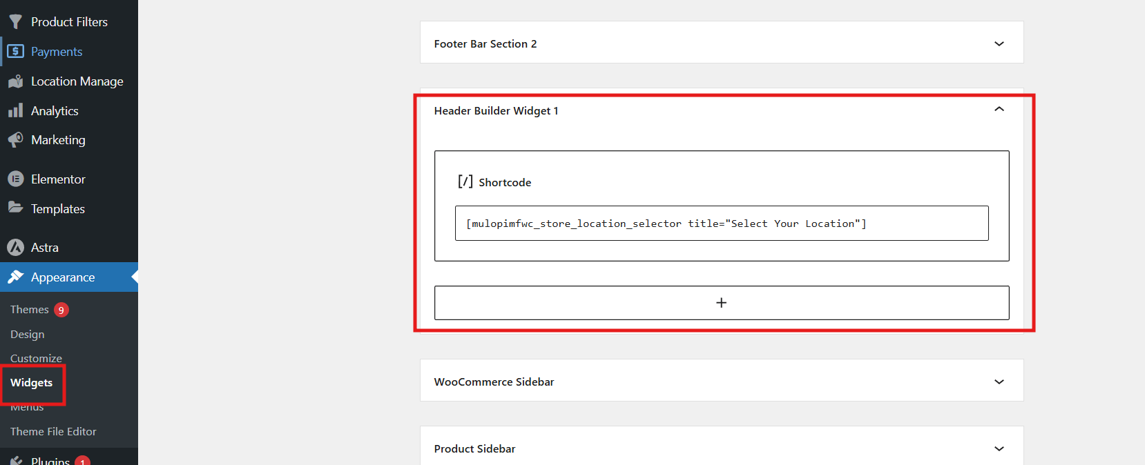 Add Location Selector Using Widgets