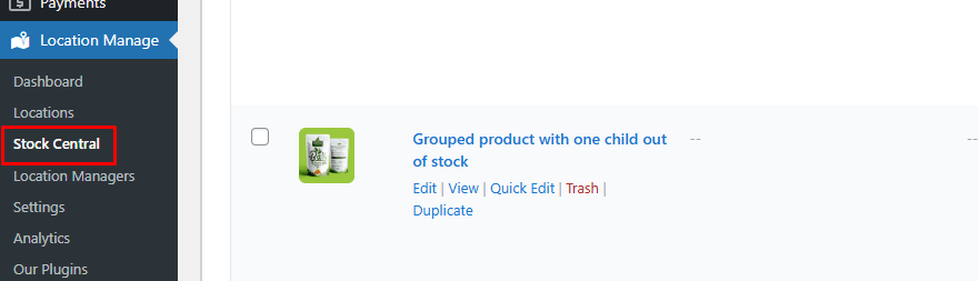 Go to Location Manager → Stock Central