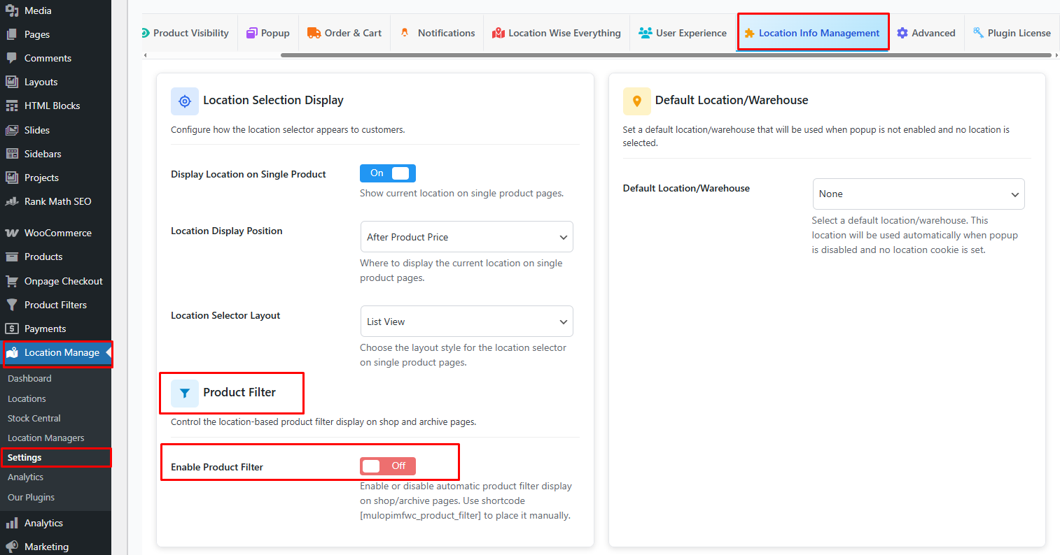 Add Product Filter By Location - Plugincy