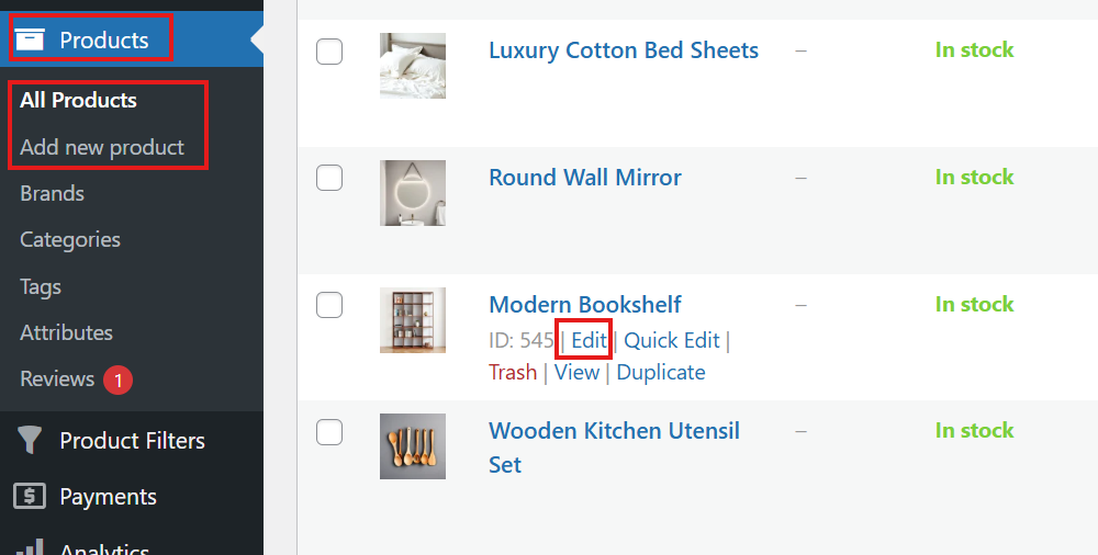 Edit a WooCommerce product to add product dimensions