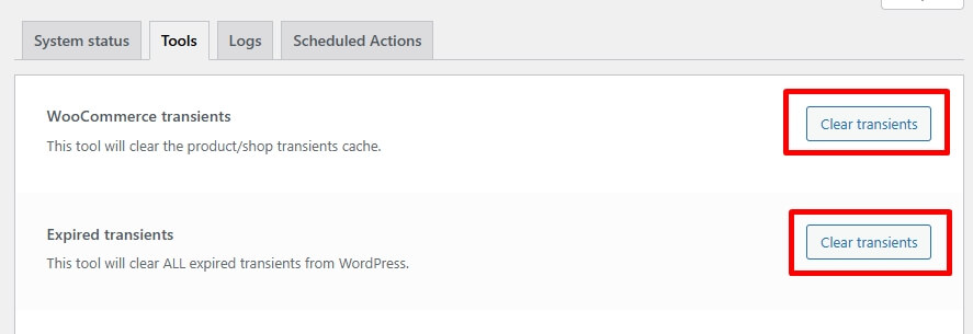 Clear transients Clear expired transients