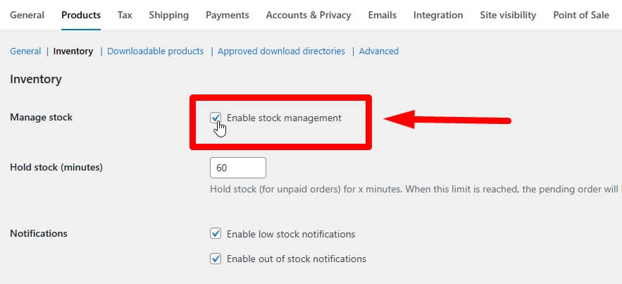 Go to WooCommerce Settings Products Inventory and make sure Manage stock is checked