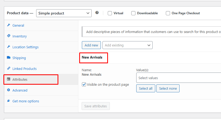 Assign the attribute to products