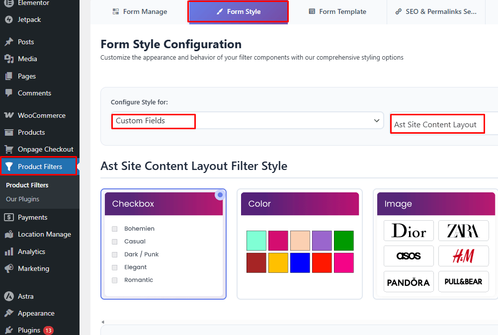 Choose the Filter Display Type