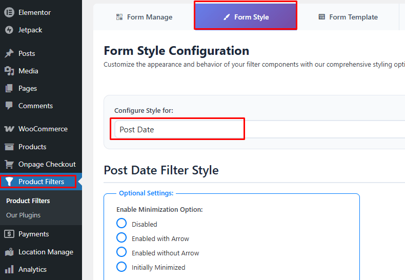 Configure the Filter Style