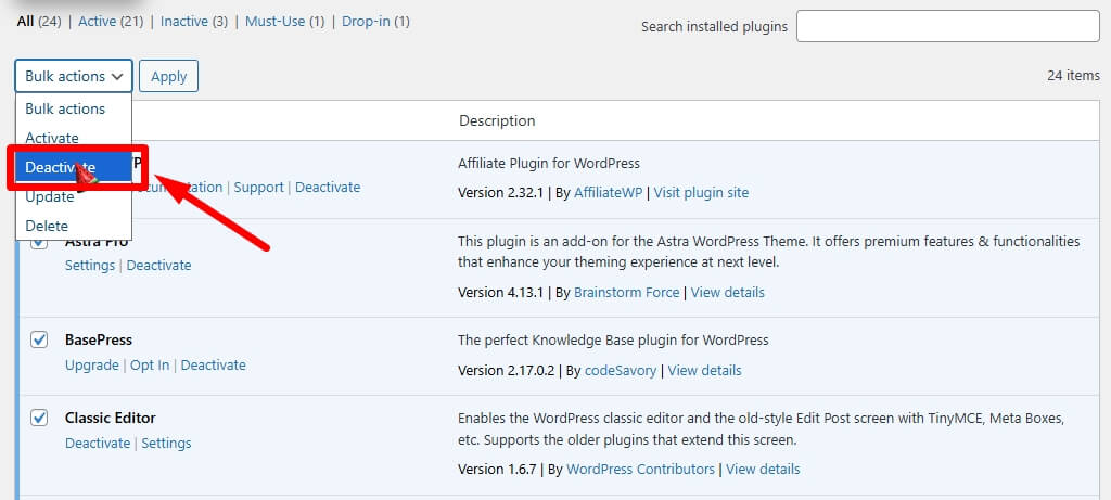 Disable Plugins One by One to Find Conflicts