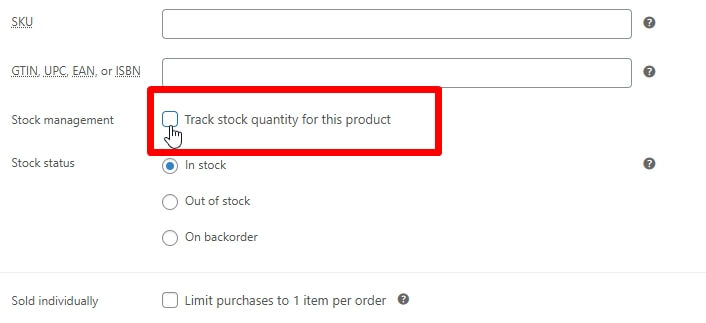 Enable Stock Tracking For The Product