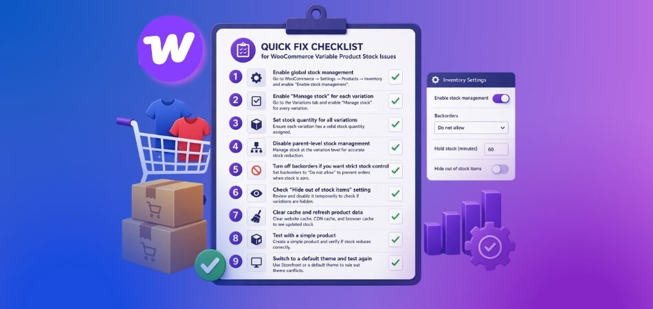 Quick Fix Checklist for WooCommerce Variable Product Stock Issues