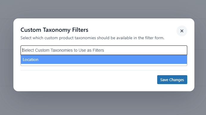 Select the custom taxonomies you want to use in the filter