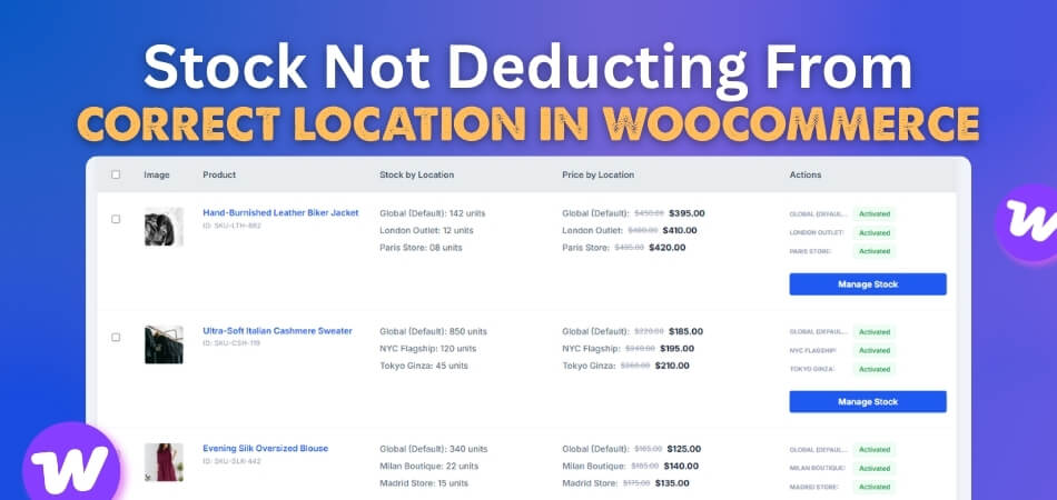 Stock Not Deducting From Correct Location in WooCommerce