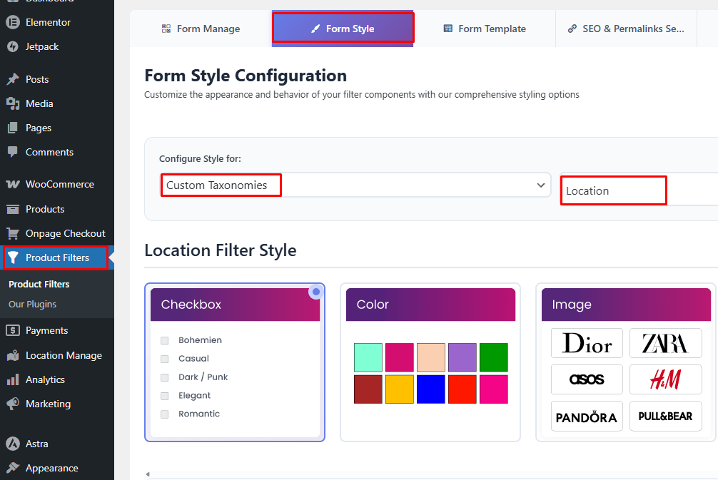 Style The Custom Taxonomy Filter