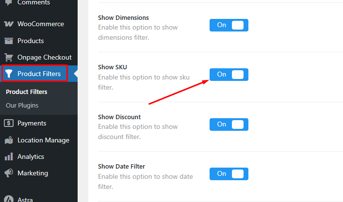 Turn on the Show SKU option