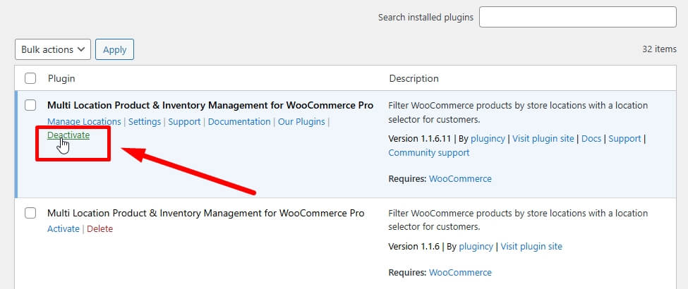 deactivate unrelated plugins one by one