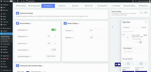 Show or Hide Cart Elements in Floating Cart