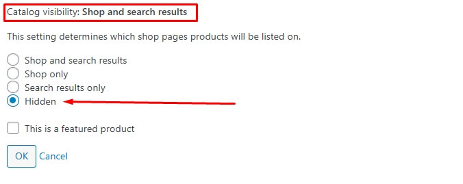 set Catalog visibility to hidden