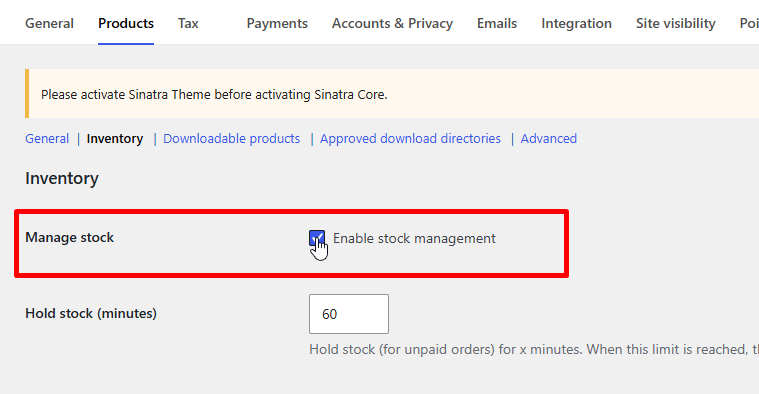 Enabling Manage Stock Globally in WooCommerce Settings