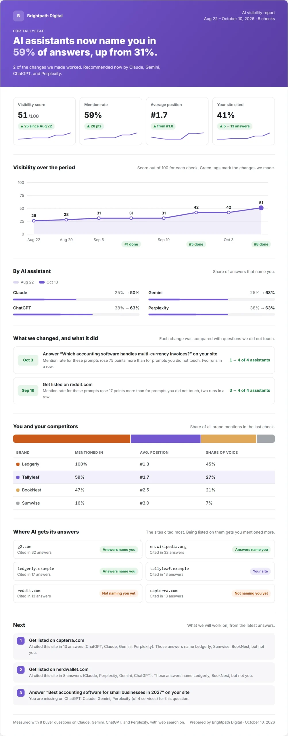 The full client report for Tallyleaf by Brightpath Digital