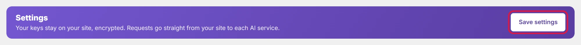 Save settings is at the top right of the Settings page.