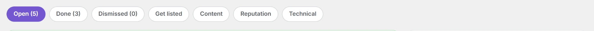 Suggestion tabs.