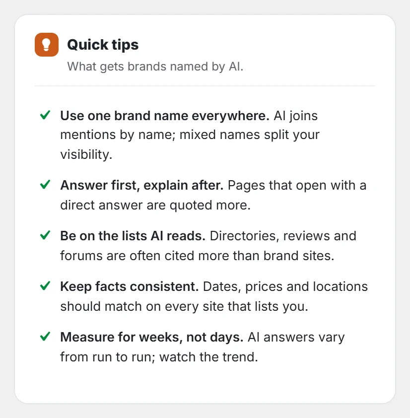 Quick tips on the Suggestions page.